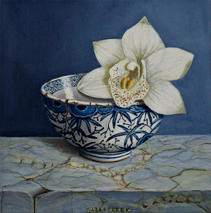 Stillevens met Delfs blauw en porselein