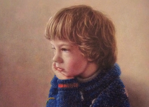 Kinder portretten in olieverf en tekening van Henk Martin Hollebeek.