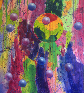 Abstracte schilderijen van Henk Martin Hollebeek.