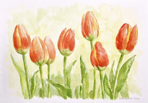 Bloemen aquarellen van Henk Martin Hollebeek.