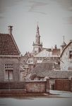 Tekeningen van Katwijk met o.a. de buitensluis, Tramstraat met de tram remise, oude kerk enz.