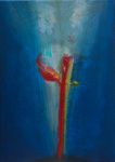 Ik ben in 2010 begonnen met een serie schilderijen op klein formaat 25x35cm. Thema Het grensgebied tussen leven en dood.