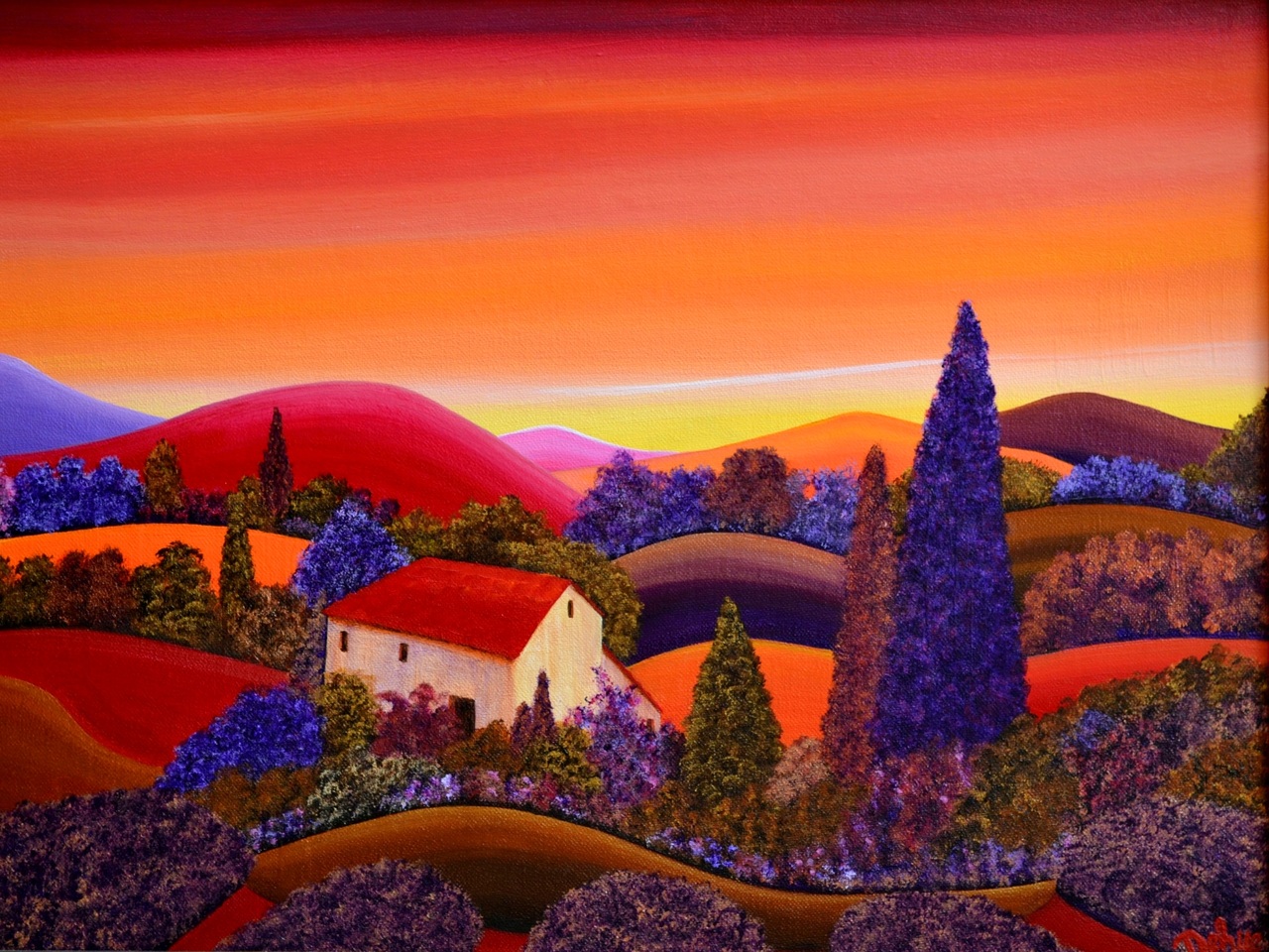Frans landschap ingelijst