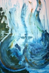 Mathea werkt graag met acryl en pastel op doek.