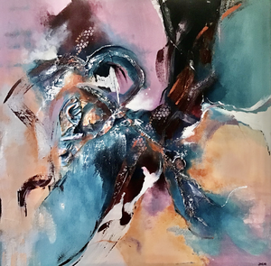 Abstracte werken in paars tinten