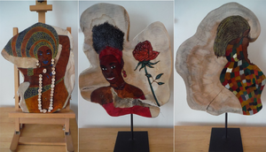 Dit is een serie van tropische dames beschilderd en bewerkt op hout met verschillende technieken en materialen. Deze houten kunstwerken kunnen zowel aan de muur worden opgehangen als op een pinsokkel worden bevestigd.