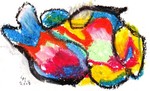 Tijdens het werken in oliepastel druk ik mij snel en spontaan uit, anders dan bij het schilderen, waarbij verdieping voor mij centraal staat. Afmeting 12x14cm. Met witte achtergrond is het formaat 21x30cm.