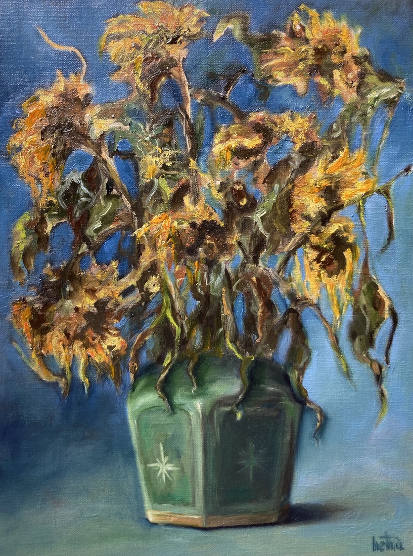 Uitgebloeide zonnebloemen