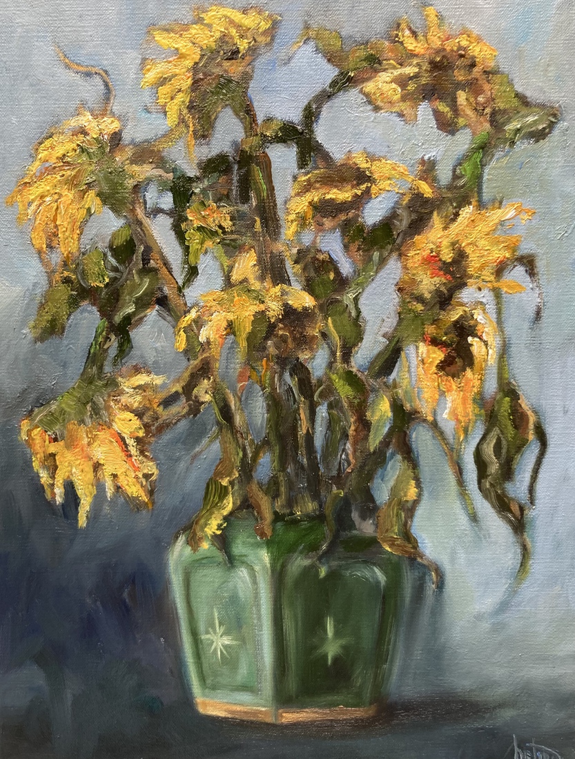 Uitgebloeide zonnebloemen