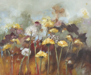 Bloemen en dieren geschilderd