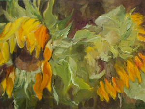 Een realistische weergave van de vergankelijkheid van de zonnebloem