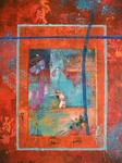 Sinds ongeveer een jaar maak ik collage-achtige schilderijen waarin allerlei materialen verwerkt zijn, zoals gedroogde bladeren, bloemen, foto's, fragmenten van teksten, zand, postzegels,stempels etc. Inspiratiebronnen zijn droombeelden en fantasie.