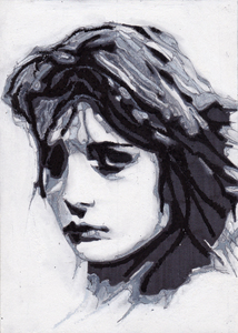 15x21 (of 21x15) materiaal: oliepastel/ potlood/ inkt op papier