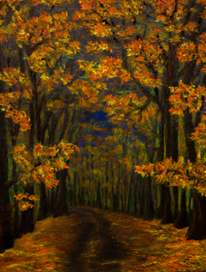 In deze serie maak ik acryl schilderijen. Dit onderwerp inspireert mij doordat het bos in de herfst verschillend eruit kan zien door verschillende de omstandigheden. Ik probeer de realiteit zo nauwlettend mogelijk weer te geven door verf en pasta's door elkaar te gebruiken. Ik breng deze op het doek met kwast of paletmes.