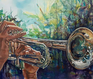 Ik ben bezig met een serie over handen met muziekinstrumenten. Het is mij opgevallen dat handen heel speciale standen kunnen hebben als zij een muziekinstrument bespelen, vooral als dit voor langere tijd is.
Daar wilde ik een soort studie van maken.