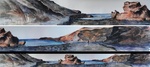 Panoramisch teken-en schilderwerk gemaakt en plein air op reis