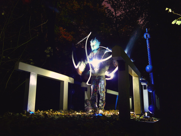 Blue vampire on the bridge
