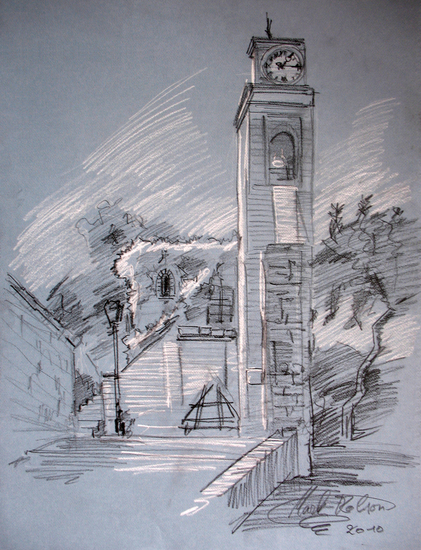 Italië - Kerktoren in Fiorenzuola di Focara