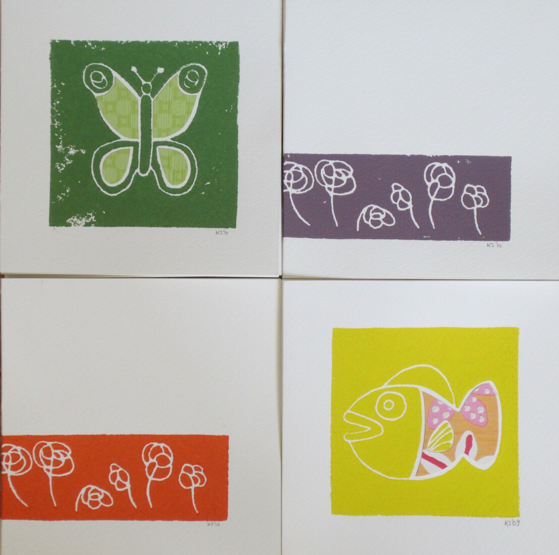 Kaarten set mix bloem vlinder vis