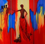Acryl schilderijen met als hoofdthema: vrouwenfiguren.