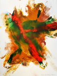 Werken in acryl, op Belgisch linnen, op paneel en op papier, deels gelijst in atelier-lijsten.