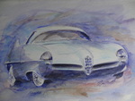 Auto's in aquarel en acryl.