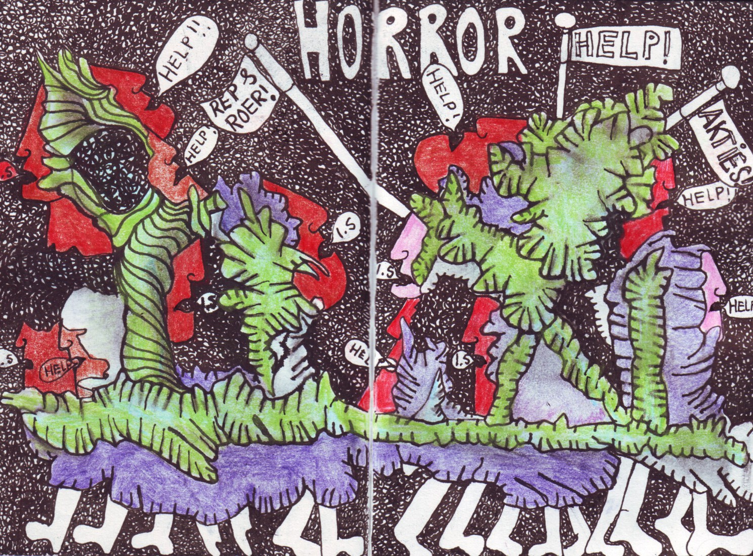 Outsiderart ; Coronacrisis ; They are fighting against a horror script!