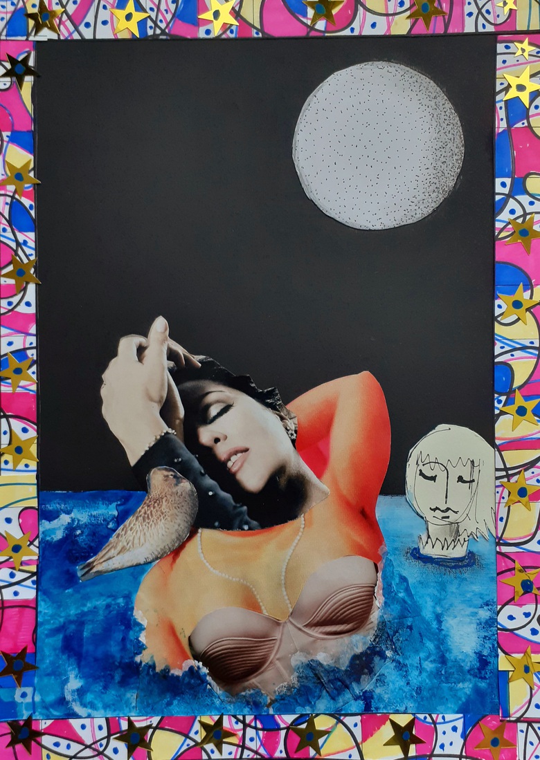 Outsiderart; collage nr.261 Does the flame weaken with prolonged repulsion or is it safely saved?