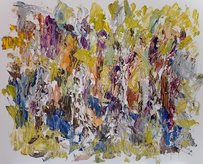 berken in het bos, impressionistisch expressionistisch geschilderd