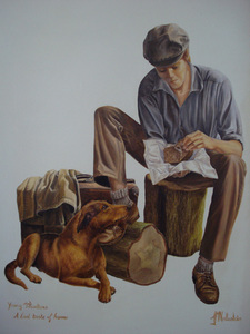 Een serie schilderwerken verbeeldend jonge mensen op reis of avontuur, het begin van de grote levensreis.