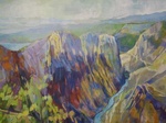 De schilderijen zijn te omschrijven als abstract-realistisch. Ze zijn buiten in het landschap ontstaan en binnen in het atelier afgeschilderd.