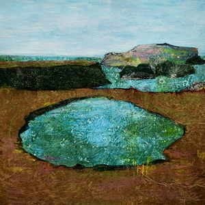 Collages gemaakt op een ondergrond van aquarelpapier.