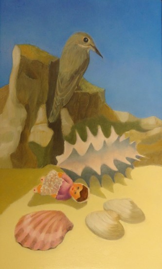 Strandscène (met vogel)