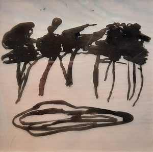werk van 10 x 10 cm, in laagjes opgebouwd