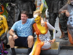 Beelden van de Bodypainting Day die op 15 augustus 2015 georganiseerd werd door de New Yorkse kunstenaar Andy Golub op het Rembrandtplein in Amsterdam.