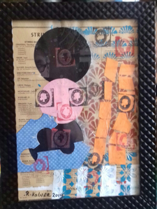 papier collages kleurrijk worden ingelijst afgeleverd