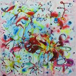 Deze schilderijen zijn opgebouwd uit verschillende lagen met over elkaar heen liggende patronen van bloemmotieven.Met name de laatste werken zijn veel transparanter door gebruik van kunsthars en acrylinkt.( april/mei 2009)