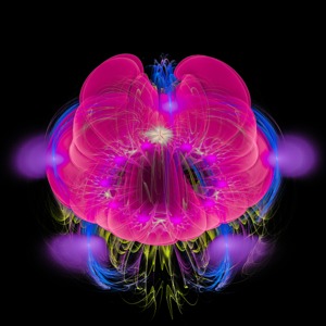 Een serie kleine fractal werken op canvas.