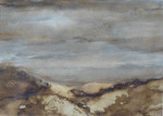 rode bister en aquarel op papier, met passe-partout en lijst