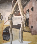Het begon met het maken van kartonnen bouwsels, zoekend naar evenwicht tussen het natuurlijke en het gebouwde. Het kwetsbare wordt nog versterkt door het gebruik van houtskool en pastel op papier.