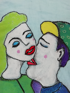 mixed media works based of people in close encounters, based on a series of gouaches i made in the 90th. In this pandemic times it has a different meaning than before.