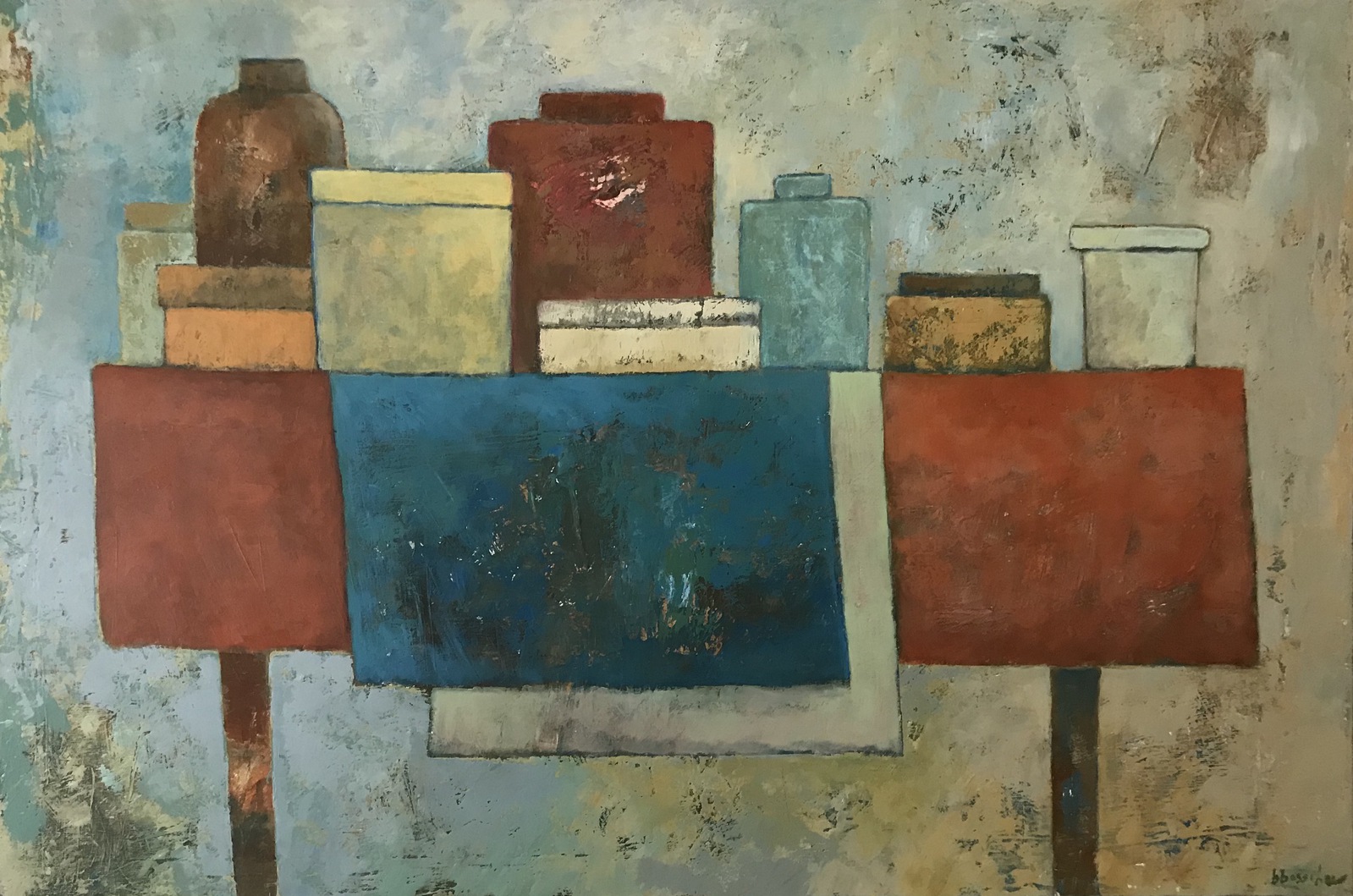 Tafel met blauw kleed