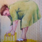 verpakkingen, wc papier, een blz uit een boek, een kapotte jas, een stuk behang en een menuzak van Mc Donalds