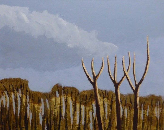 Winterboom en wolkenlucht 3; Arbres d’ hiver et ciel nuageux 3