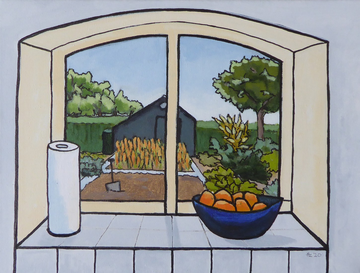 Moestuin door het keukenraam