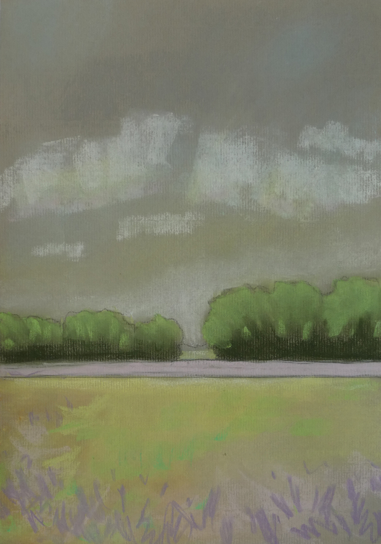 Grijze luchten, witte wolk