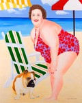 Vrolijke strandtaferelen met vrouwen die geen problemen ondervinden in 'een maatje meer'. schilderijen in acrylverf op canvas doek en verkrijgbaar als Fine Art Giclee gelimiteerd tot slechts 20 stuks werelwijd.