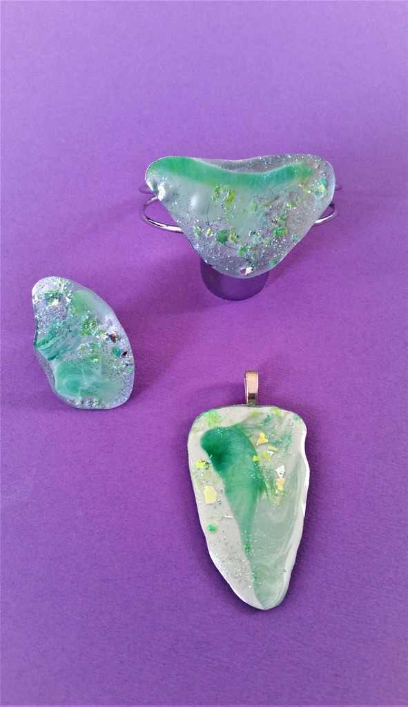 Sieradenset zilver groen