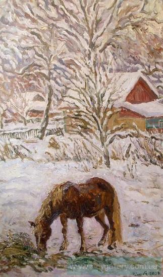 Winter in village
