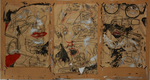 Een reeks triptieken (momenteel 6), met acryl gemaakt op gerecycleerd (houtskoolschetsen) kraftpapier. De acrylbeelden zijn emocloseups uit bekende speelfilms